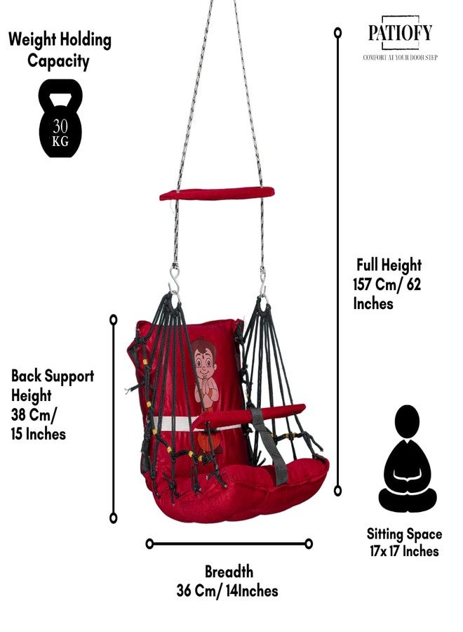 Patiofy Baby Swing | Hanging Swing for Kids | Jhula for Baby | Suitable for Indoor and Outdoor | Weight Capacity 10-15 Kg | Portable | Age Group 4-8 Years (Red) - Image 2